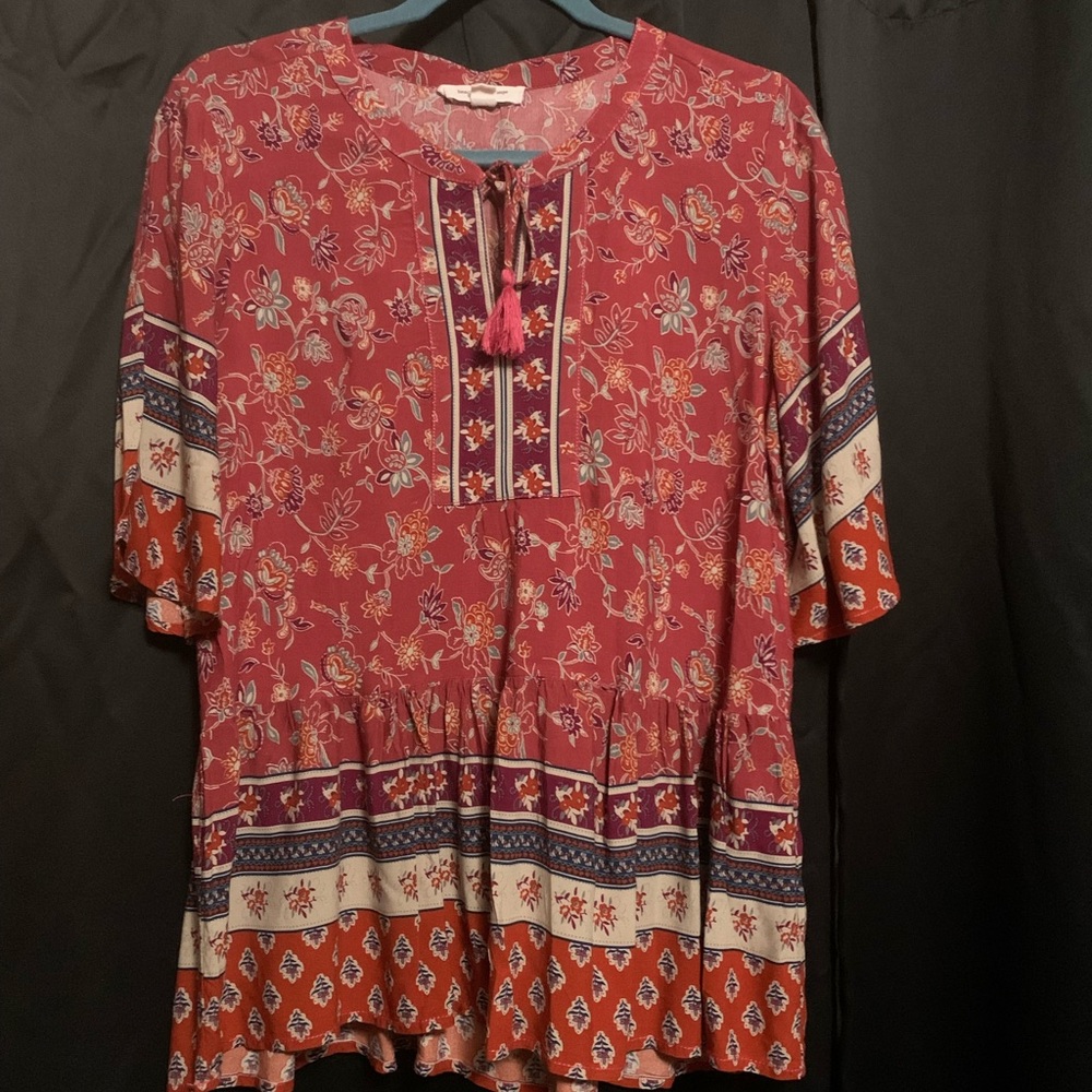 Beach Lunch Lounge Collection Maroon Women’s Tunic Blouse Size Small